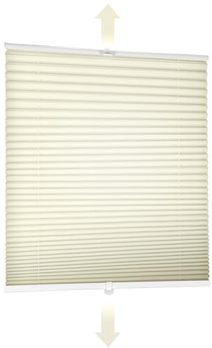 Sekey Plissee ohne Bohren, Fenster Plissee Klemmfix Jalousie 135 cm breit, Verspannt Lichtdurchlässig Sonnenschutz Fensterollo, 135 x 150 cm, Beige