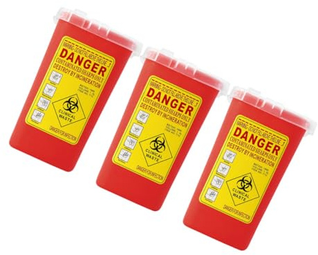 HONITANO 3pcs Waste Needle Recycling Bin Sharps Container Flip Open Lid Sharps Box for Home Travel Disposal