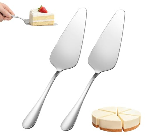 WQNNQW Tortenheber,2 Stück Tortenheber Edelstahl,Tortenschaufel,Vielseitiger Tortenheber Mit Messer,Tortenmesser Für Party&Restaurant,Servierbesteck Aus Edelstahl,Gezackte Torten&Kuchenschaufel