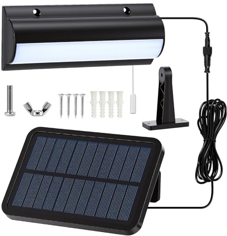 Elyrau Solar Shed Light Indoor Outdoor, Solar Pendant Light with Pull Cord Switch IP65 Waterproof for Yard Garage Workshop Shed Garden Outside Garden Decorations (Black)
