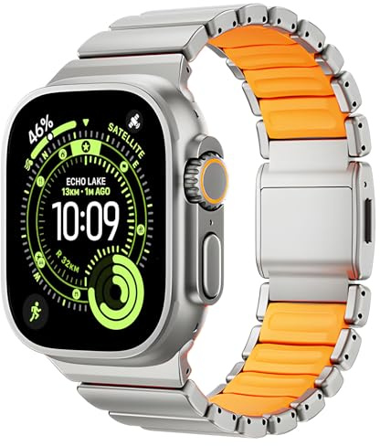 J-ONEFIT Bracelet Titane Compatible avec Apple Watch Ultra 3 2 1 49mm | Métallique Léger, Résistant à l'usure, Résistant à la rayure, Hypoallergénique, Affaires, Loisirs, Respirable