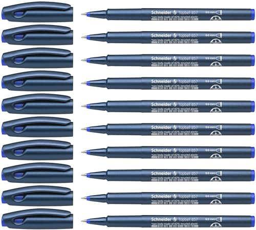 Schneider 8573 Topball 857 Tintenroller (stabiler Metallspitze, 0,6 mm) 10er Packung blau