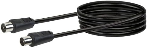 SCHWAIGER Antennen Anschlusskabel 75 dB, 3,0m, schwarz, IEC Stecker > IEC Buchse, 2-fach Schirmung, 75 Ohm, digital, HDTV, DVB-C/DVB-T2