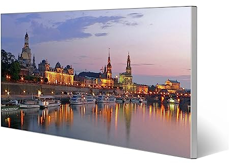 banjado Magnettafel Metall 78 x 37cm - beschreibbare Magnettafel - Metall Pinnwand als Memoboard - Magnetwand Küche, Büro, Kinderzimmer Grau inkl. 4 Magnete & Montageset - Motiv Dresden
