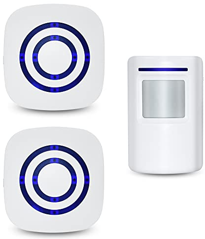 Solidpin Driveway Motion Sensor Alarm Chime, Professional Wireless Digital Doorbell with PIR Infrared Detector Induction Door Bell Home Security 2 Plug-in Receiver & 1 Alert