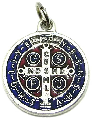 GTBITALY 60.048.31 Medaille des Heiligen Benedikt Silber Emaille Größe 2 cm mit Ring