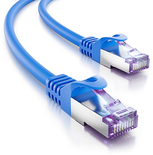deleyCON 3,0m CAT7 Netzwerkkabel - 10 Gigabit - RJ45 Patchkabel Ethernet Kabel (Kupfer, SFTP PiMF Schirmung) - für Highspeed LAN DSL Switch Modem Router Patchpanel CAT7 CAT6 CAT5 - Blau