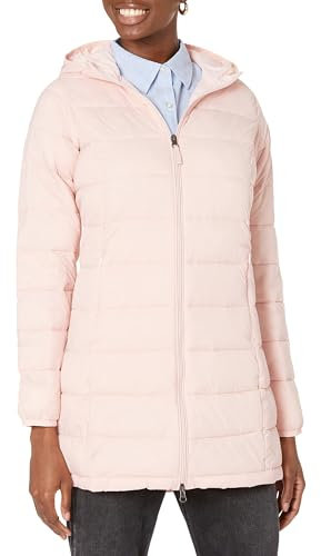 Amazon Essentials Doudoune à Capuche Déperlante, Légère et Compactable (Disponible en Grande Taille) Femme, Rosé, S