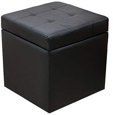 YFF-Hocker Hölzerner Speicher-Schemel-Puff-gepolsterter Schemel-Schemel-Schemel PU-Faux-Leder Schemel-Schemel für Wohnzimmer-Schlafzimmer-einzelner Sitz-Würfel-Kasten, Max.150KG