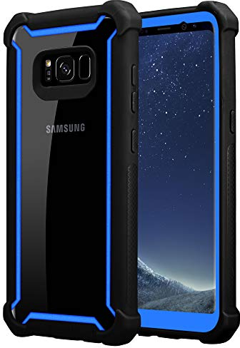 Cadorabo Hülle kompatibel mit Samsung Galaxy S8 Schutzhülle TPU Silikon Case Outdoor Hybrid Design Anti Rutsch Slim Kratzfest Weiche Gummi mit Rundumschutz Case Hülle für Galaxy S8 in Schwarz