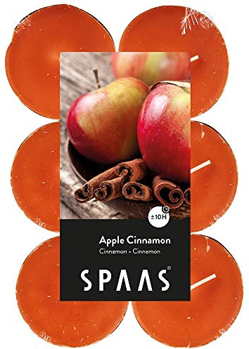 Spaas 12 Maxi Teelichter, ± 10 Stunden - Apple Cinnamon, 0392103.181, Ingwer-orange, D 58 mm x H 24 mm