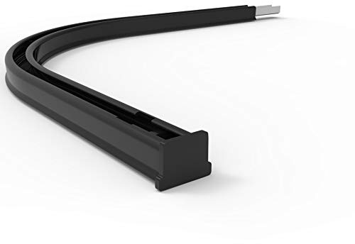 Rollmayer Gardinenschiene SMART-KLICK Montage Rundbogen Schwarz Rechts | Aluminium glänzend Einläufige Deckenschiene Innenlaufschiene für Gardinen & Vorhänge