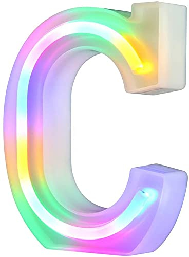 Letras con luces LED iluminadas, letras de neón para pared, fiesta de cumpleaños, Navidad, decoración de boda, letras coloridas (C)