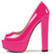 Mettesally Damen Plateau Pumps mit Blockabsatz Peeptoe Sexy High Heel Abendschuhe Rose EU37