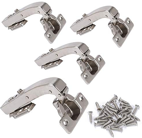 KAILEE 4 Stück 95 Grad Eckanschlag Standard Scharnier Topfscharnier mit Dämpfung Türscharnier Softclose Automatikscharnier für Schranktür Küchenschrank Kleiderschrank