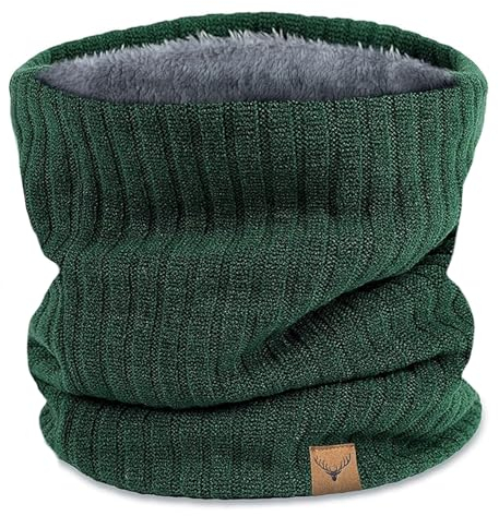 NEOLA Winter Neck Warmer - Thermal Knitted Snoods Windproof Fleece Lined Circle Scarf Soft Warm Neck Gaiter Gifts for Mens Cycling Skiing Motorcycle