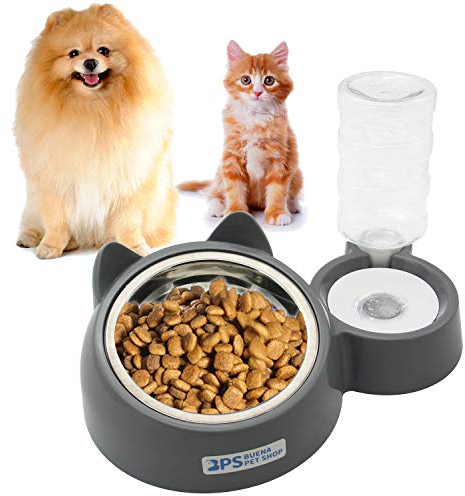 BPS Comedero y Bebedero Automático para Gatos y Perros Antisalpicaduras Dispensador Agua Alimentador Automatico Fuentes para Mascotas Tamaño M/L (L) BPS-5721