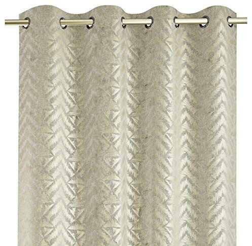 AmeliaHome Blackout Vorhang 140x250 cm 1 St. Ösenschal Verdunkelungsvorhang Blickdicht Glamour Velvet Navia Beige Gold