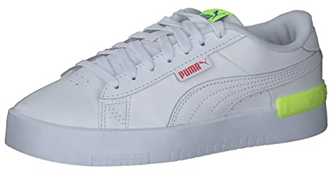 PUMA Mädchen Jada Jr Road Running Shoe, Puma White Yellow Alert Victoria Blue High Risk Red, 38.5 EU