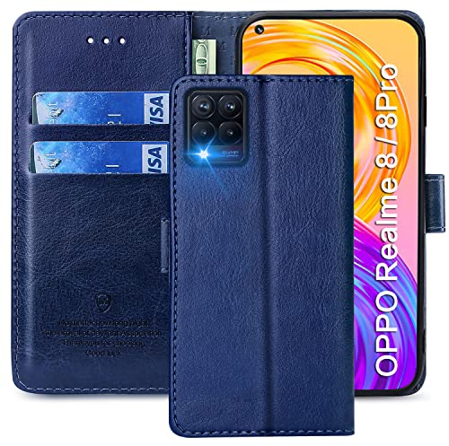 FMPCUON Hülle für Oppo F19/OPPO A74 4G Handyhülle [Standfunktion] [Kartenfach] [Magnetverschluss] Tasche Flip Case Schutzhülle lederhülle klapphülle für Oppo F19/OPPO A74 4G Blau