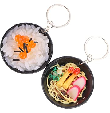 2 Stück Mini Food Keychain Noodle Keychain Cute Delicious Food Keychain Accessories Key Ring Cell Phone Charm Funny Bag Strap Pendant
