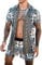 Tomwell Herren Hemd Set Hawaii Sommer Trainingsanzug Kurzarm Kleidung Set T-Shirt Top Shorts Blumen Bedrucktes Freizeitanzug Mode Floral Zweiteiler Jogginganzug Rundhals Casual Outfits B Blau L