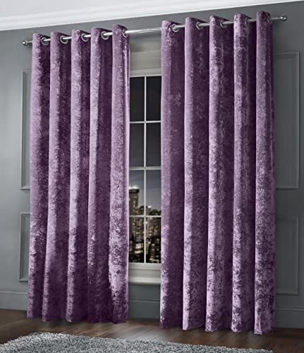 Intimates Luxury Thermal Crushed Velvet Ringtop Pair of Curtains (Mauve, 90 Wide x 72 Drop)