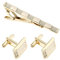 EMSea Lot de 3pcs Pince à Cravate et Boutons de Manchette pour Hommes Chemises d'affaires Pince à Cravate pour Mariage Réunion d'affaires Fête des Pères Saint Valentin, Or