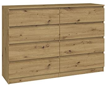 CDF Kommode Artisan mit 8 Schubladen 40 cm Tief Komodenschrank Komode für Wohnzimmer Schlafzimmer Schubladenschrank Malm Kommode viel Stauraum Geeignet Organizer Kleidung 138 cm Breite Modern Look