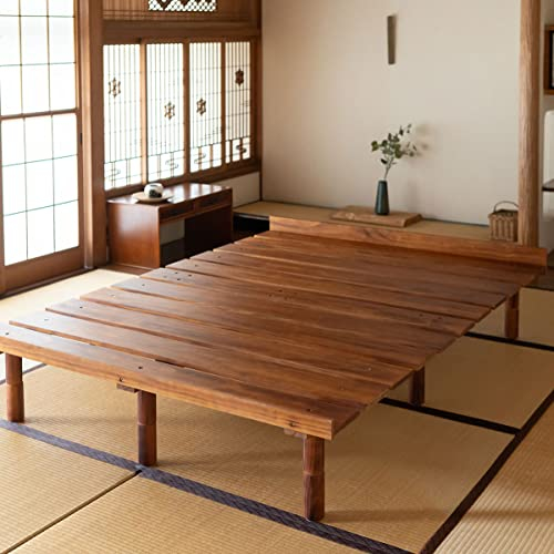 EMOOR Futonbett OSMOS 140 x 200cm für Japanische Futon-Matratze, Höhenverstellbar (5/18/31cm), Retro-Braun, Tatami Natürlich Kiefern Holzbett Palettenbett