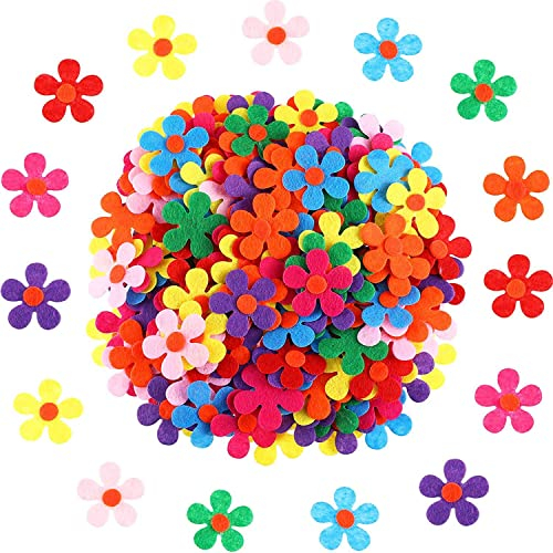 YIEUR 120pcs Filz Blumen bunte Stoff Blumen Deko Verzierungen Blüten