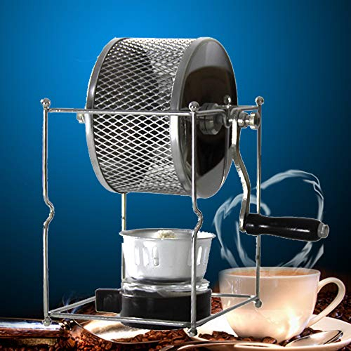 Torréfacteur manuel de grains de café, torréfacteur à rouleaux en acier de bureau avec poignée, pour la torréfaction des grains de café dans la cuisine et le bureau, idéal pour les amateurs de café et