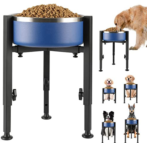 PROERR Single Dog Bowl Stand,Tall Dog Food Stand Adjustable Wide 7-10.5 Heights 14.5,Metal Elevated Dog Bowl Holder Raised Water Feeder for Medium,Large Dog(Bowl Not Included)