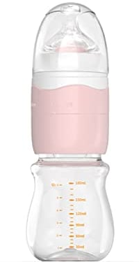 Baby Bottle, 180ml Detachable Portable Anti Colic Slow Flow Bottle, Press Rotate Quick Flush Feeding Bottle with Inclined Nipple for Milk Powder, Coffee Powder, Baby, Gift