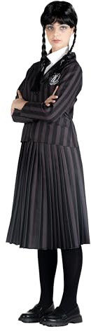 Ciao- Wednesday Addams Nevermore Academy school uniform costume disguise fancy dress girl official Wednesday (Size S) with wig