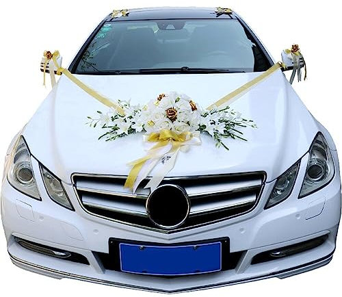 Décoration De Fleurs De Voiture De Mariage, Fleurs Roses Artificielles Décoration De Voitures De Mariage Fleurs Garland pour Décoration De Voiture De Fête De Mariage