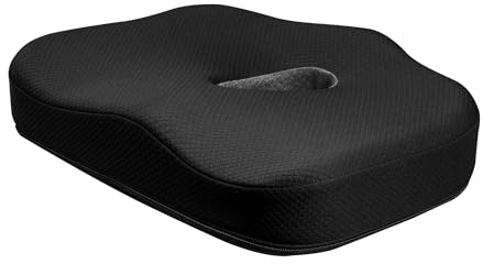 Type S Smoothing Premium Comfort Memory Foam Seat Cushion - Ergonomic Back Pain Relief for Coccyx Tailbone Sciatica Back Pain Relief for Office Chairs Gaming Chairs Car Seats Wheelchairs Chair Pad