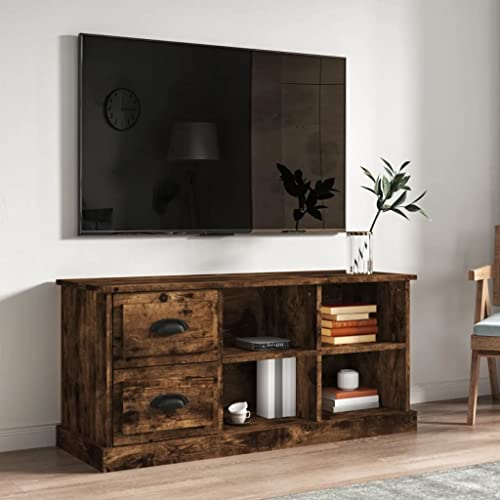 FIRBNUS TV-Schrank 102x35,5x47,5 cm TV Cabinet Industrial Möbel TV Unterschrank TV Lowboard Holz Kommode Holz TV Kommode Sideboard Holz Sideboard Industrial TV Lowboard Holz Räuchereiche