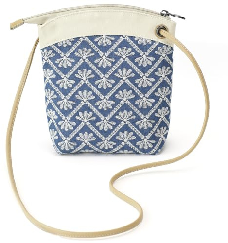 BBORGDC Baumwolle Denim Bestickte Telefon Crossbody Tasche, Kleine Crossbody Frauen Handy Geldbörse Brieftasche Tasche Mit Schultergurt, Modische Mini Geldbörse Für Frauen, Blau