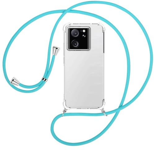 mtb more energy® Handykette kompatibel mit Xiaomi 13T, 13T Pro - türkis - Smartphone Hülle zum Umhängen - Anti Shock Full TPU Case