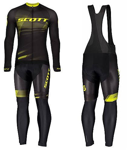 assocauicy Rennrad Trikot Herren Langarm Set Winter,Lange Radlerhosen mit Sitzpolster aus Atmungsaktiv und Schnell Trockend