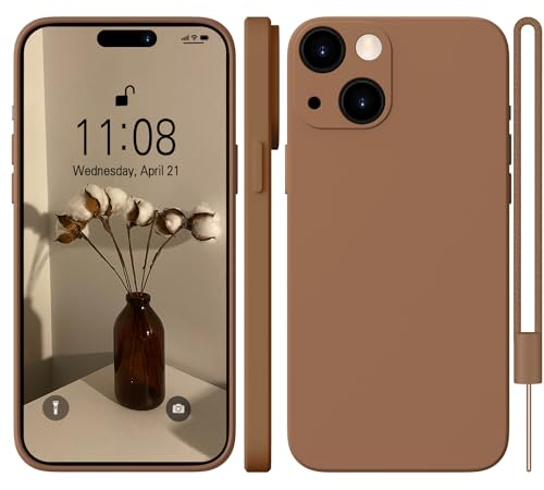 WXX für iPhone 15 Hülle Silikon Case, Handyhülle für iPhone 15 Dünn Slim mit Microfiber, Kratzfeste Rundumschutz Case Hülle für iPhone 15 6.1'' Brown