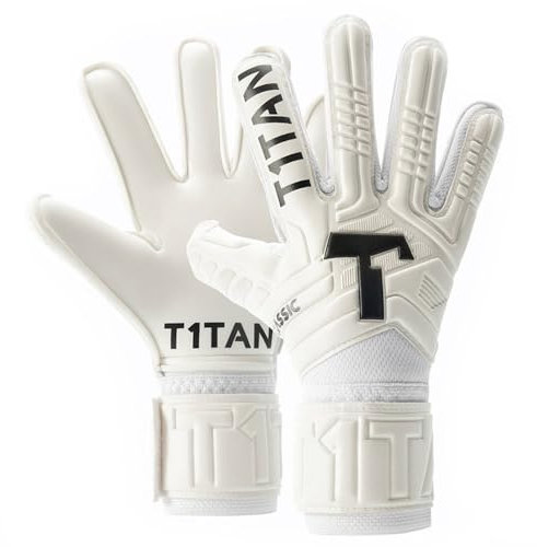 T1TAN Classic 1.0 White-Out Junior - Torwarthandschuhe Kinder - ohne Fingerschutz - Fußballhandschuhe für Torhüter - Größe 6
