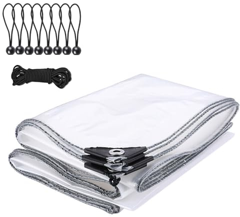 2x3m Telone Impermeabile Trasparente con occhielli,Plastica Teli Impermeabili Esterno occhiellato per Mobili da Giardino,Balcone,Piante Serra,Pet house,Pollaio