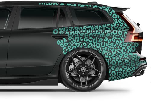 Finest Folia 6er Set DIN A4 Bögen Auto Aufkleber Leopard Muster Motorrad Bus Sticker Kfz Zubehör Leopardenmuster Tuning Dekor Design Folie K172 (Mint)