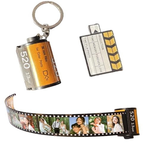 SEVSO Filmrollen-Schlüsselanhänger, personalisierter Kamera-Schlüsselanhänger mit farbigem Fotoalbum, Kamera-Erinnerungsrolle, Geschenk, 520, 20 pictures