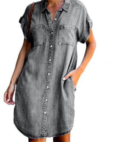 DURINM Robes Casual Femme Robe Femme Ete Robe de Plage Manches Courtes Robe D'été Casual col en V Taille Haute Robe Robe Cocktail Demoiselle d'honneur