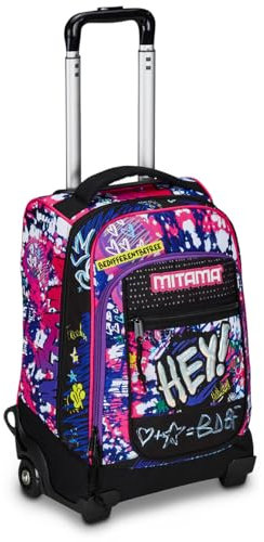 Mitama Trolley DR Junior Scuola Hey Dye,Con Mega Scomparto e Doppia Maniglia, Rosa e Nero, Scuola Elementare e Tempo Libero, Bambina Ragazza