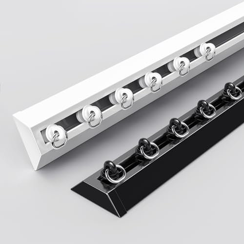 Tringle À Rideaux Silencieuse En Forme De V, Rails De Rideaux Robustes Pour Montage Au Plafond, Aluminium, Pour Rideaux, Intimité, Douche, Camping-car Et Hôpital, Blanc, Noir(Black,300cm/9.8ft(2*150cm