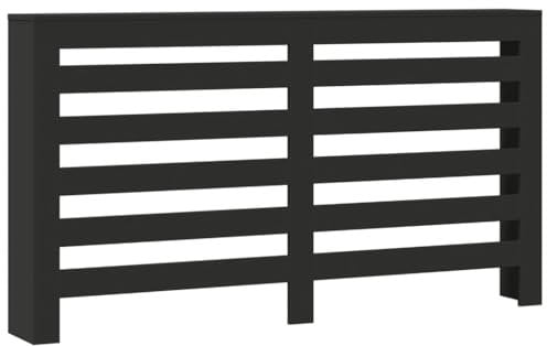 vidaXL Radiator Cover - Engineered Wood Slatted Cabinet with Shelf - Black - 149x20x82 cm